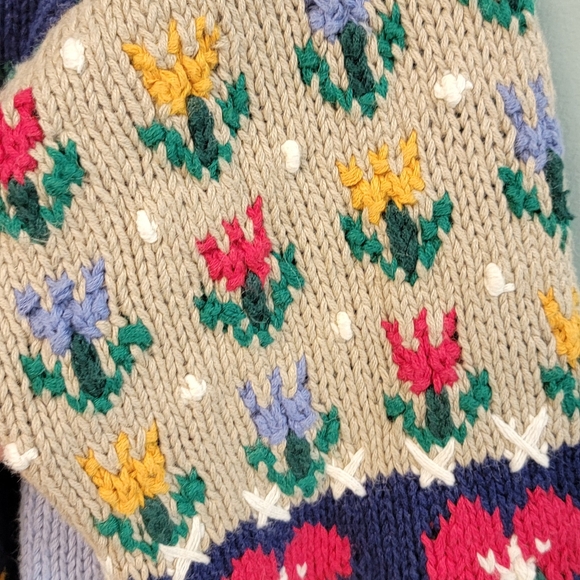 Vintage Northern Isles Hand Knit Freedom USA Prairie Land Sweater Cardigan Small - Picture 12 of 16